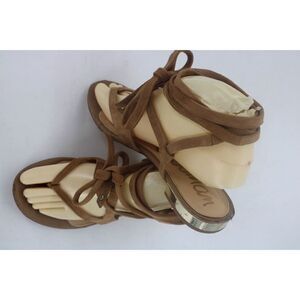 Sam Edelman Davina Ankle Tie Flat Lace-Up Tan Shoe Gladiator Leather Sandals Sz8